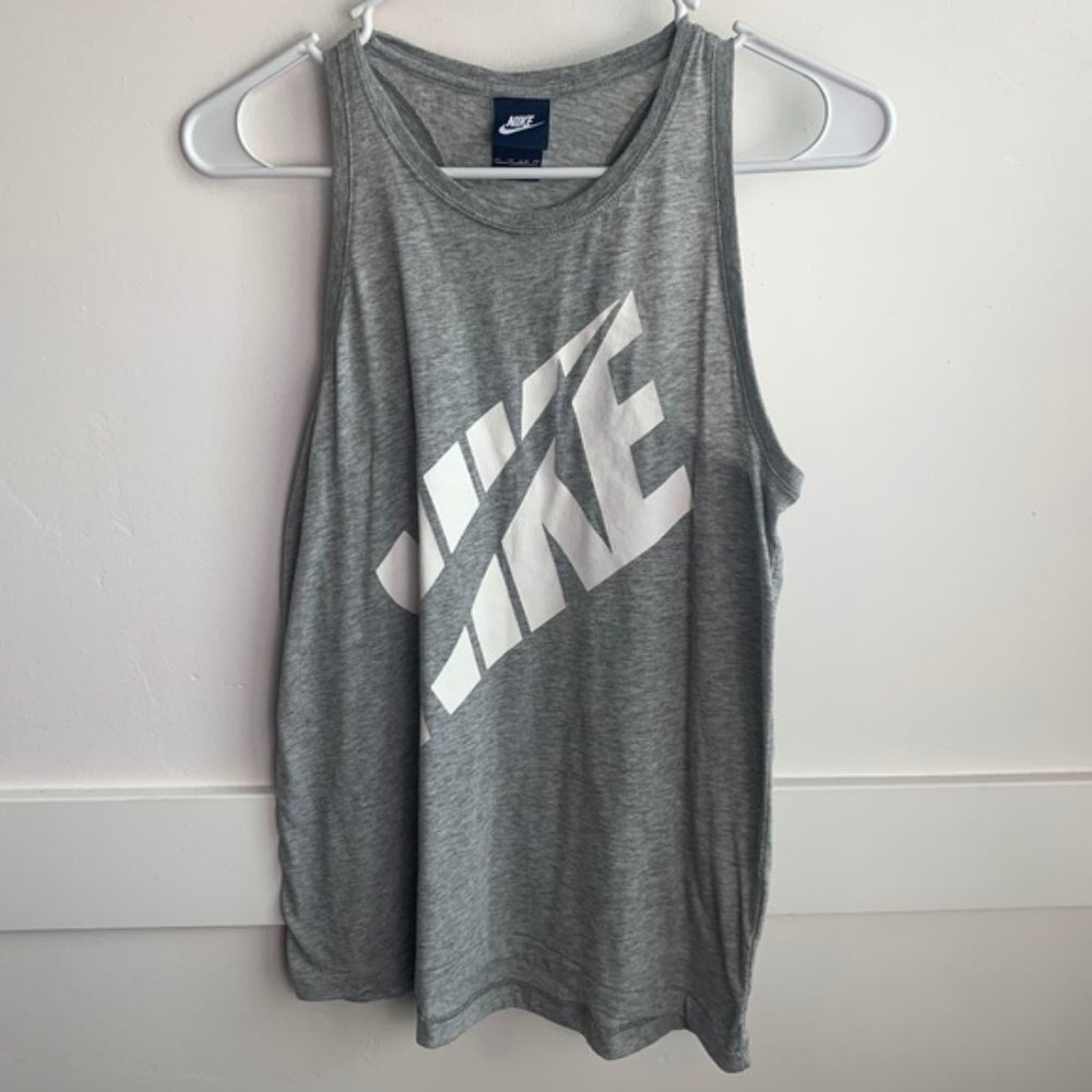 NIKE Gray Swoosh Racerback Tank Top